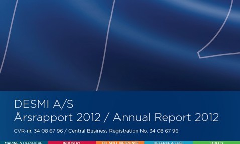 DESMI A/S Annual Report 2012 cover with business registration number and sectors listed.