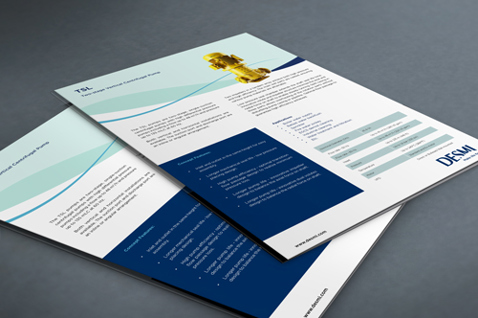 DESMI product brochures featuring images and specifications for fluid handling solutions.